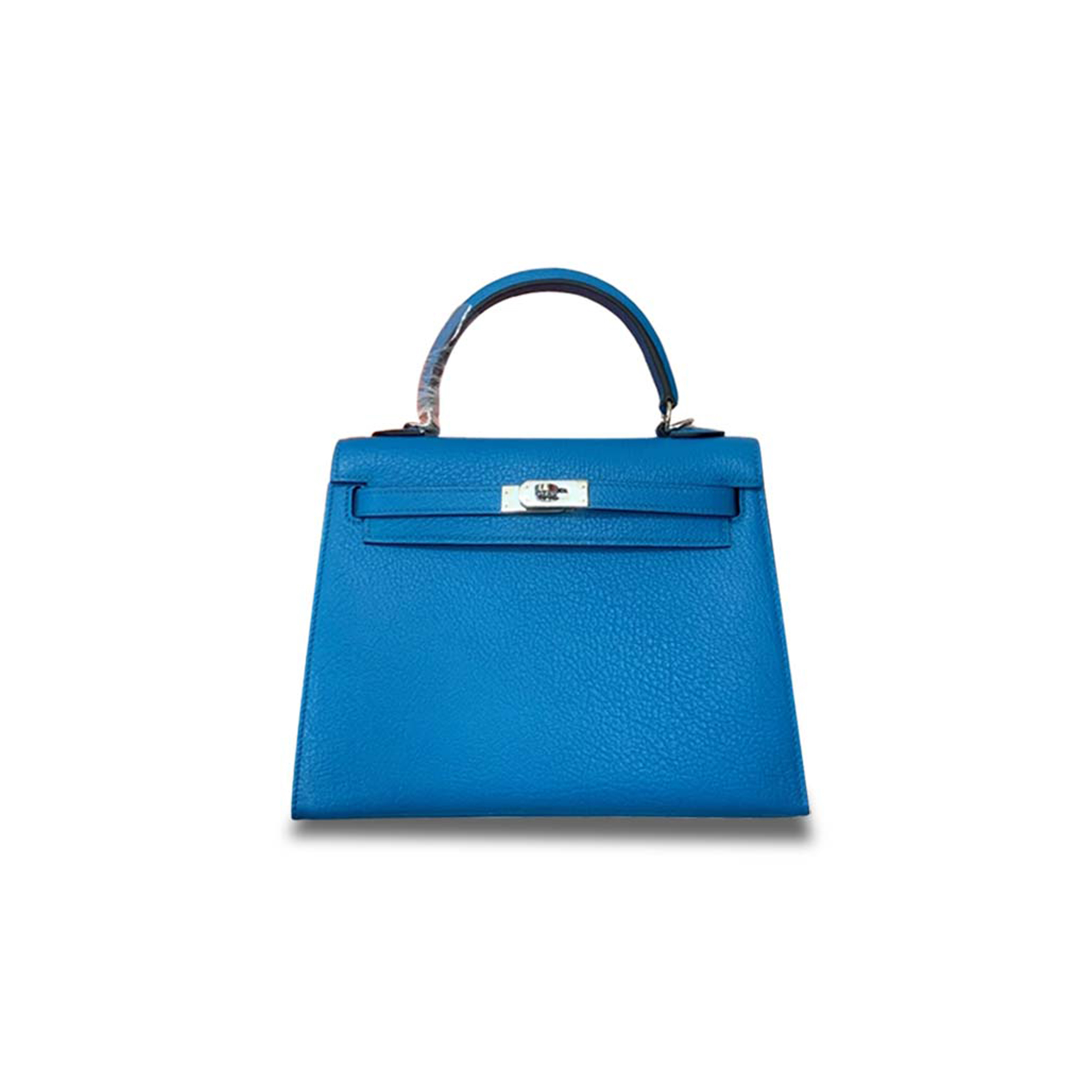 HERMÈS MASTER KELLY 25 GOAT LEATHER FLORIDA BLUE SILVER BUCKLE (25*17*7cm) 